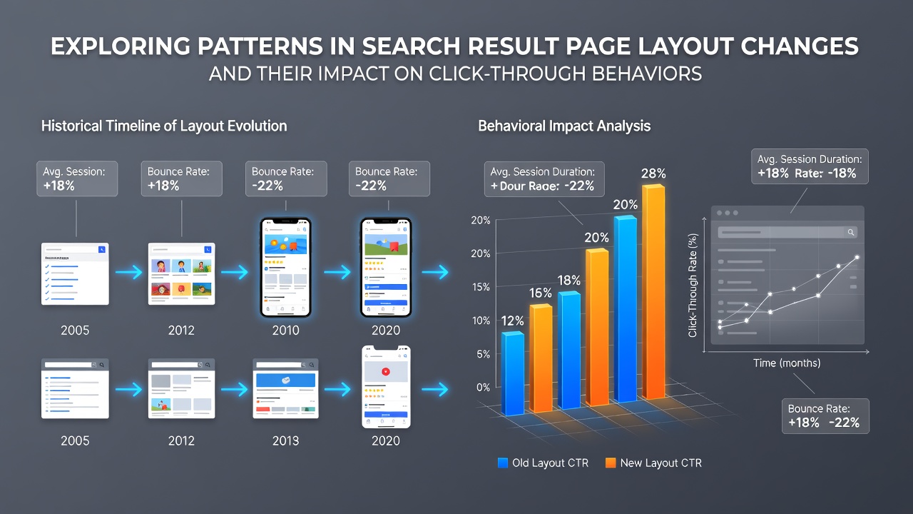 Exploring Patterns in Search Result Page Layout Changes and Their Impact on Click-Through Behaviors